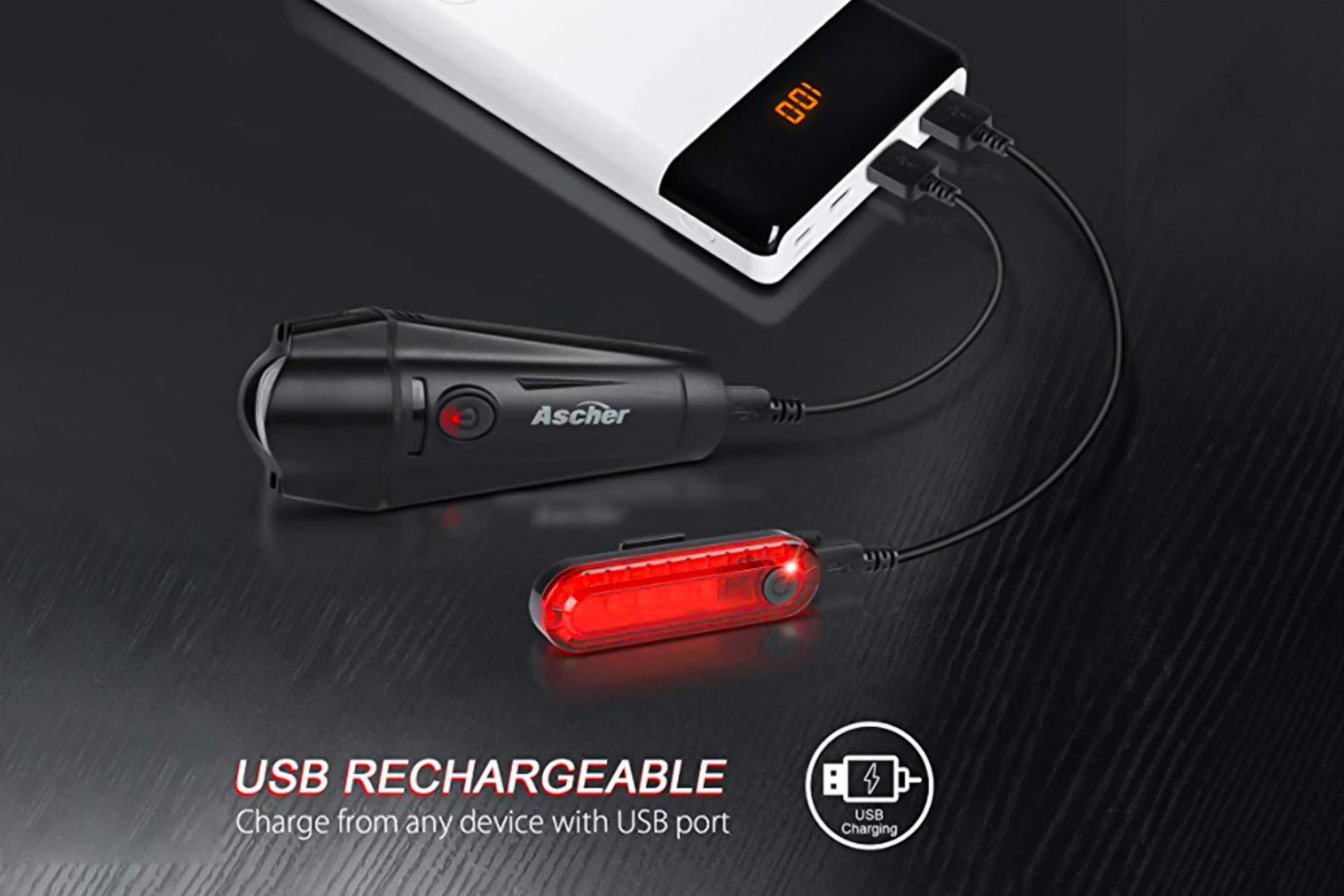 USB Rechargeable Front and Rear Light